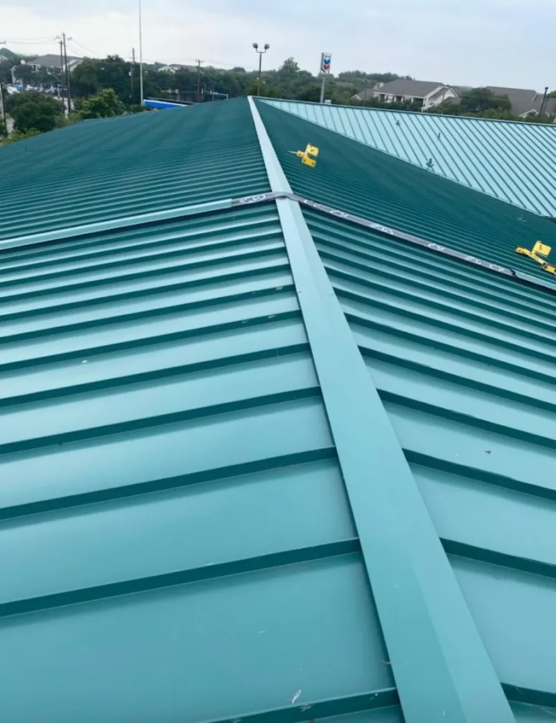 Green commercial metal roof ridge and valley for Metal Roof Repair in Wylie